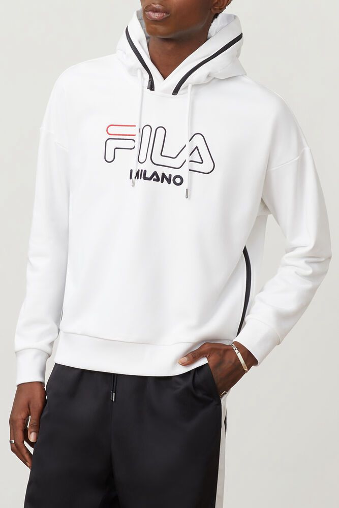 Fila Hoodie Panske Milano French Terry Biele - HJXQP4063